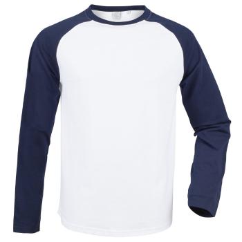 SF (Skinnifit) Pánske dvojfarebné tričko s dlhým rukávom - Biela / tmavomodrá | L