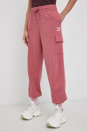 Nohavice Puma 531698 dámske, ružová farba, jednofarebné