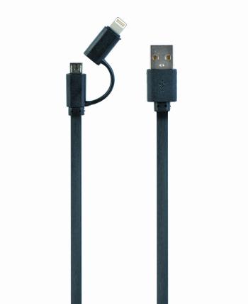 Kabel CABLEXPERT CC-USB2-AMLM2-1M USB COMBO, MicroUSB + Lightning, 1m, černý