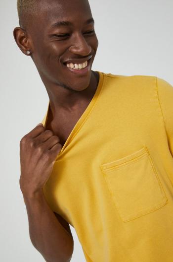Bavlnené tričko Medicine žltá farba, jednofarebné