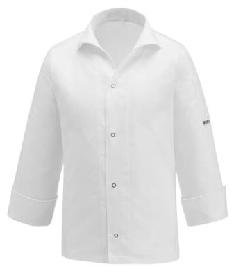 EGOCHEF Kuchársky rondon EGOchef VIP s košeľovým strihom UNISEX - biely - 100% bavlna - dlhý rukáv  XS
