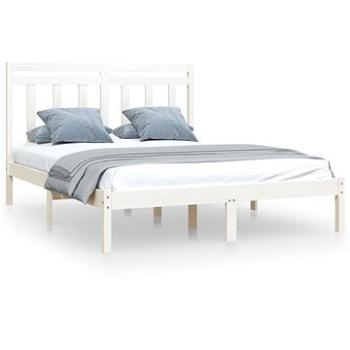 Rám postele biely masívne drevo 140 × 200 cm, 3105251
