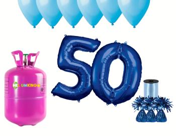 HeliumKing Hélium párty set na 50. narodeniny s modrými balónmi