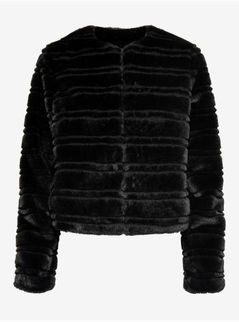 Čierna dámska bunda z umelého kožúšku Jacqueline de Yong Deer