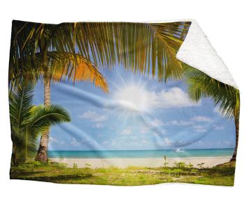 Deka Palmy na pláži  (Rozmer: 150 x 120 cm, Podšitie baránkom: ÁNO)
