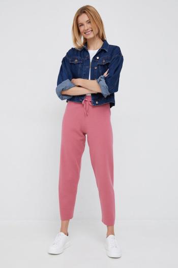 Nohavice Tommy Hilfiger dámske, ružová farba, jednofarebné