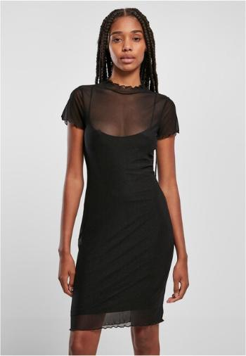 Urban Classics Ladies Mesh Double Layer Dress black - L