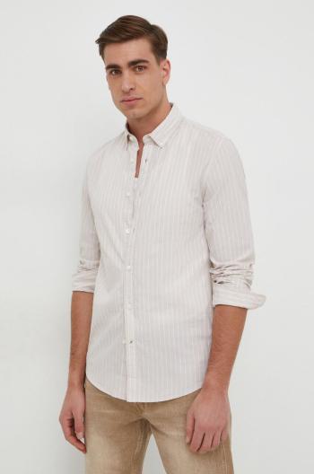 Bavlnená košeľa Pepe Jeans PETER pánska, béžová farba, regular, s golierom button-down, PM308269