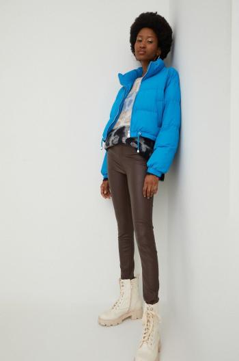 Nohavice Answear Lab dámske, hnedá farba, priliehavé, stredne vysoký pás