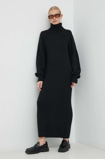 Vlnené šaty Birgitte Herskind Tipp Knit Dress čierna farba, maxi, rovný strih