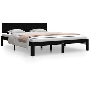 Rám postele čierny masívna borovica 160 × 200 cm, 810509
