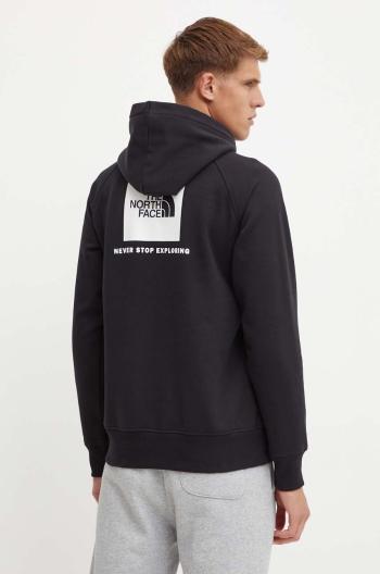 Mikina The North Face Raglan Redbox Hoodie pánska, čierna farba, s kapucňou, s potlačou, NF0A89F9KY41