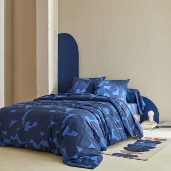 Blancheporte Posteľná bielizeň Puzzle s geometrickým dizajnom, bavlna modrá obliečka na vank. 63x63cm
