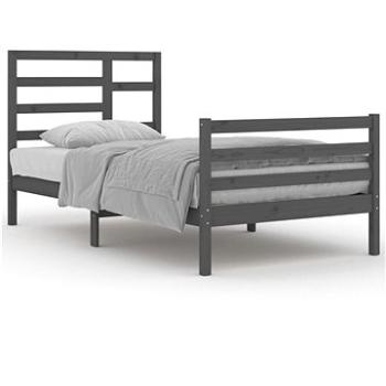 Rám postele sivý masívne drevo 100 × 200 cm, 3105852