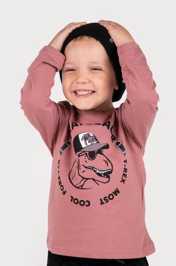 Detské tričko s dlhým rukávom Coccodrillo ružová farba, s potlačou