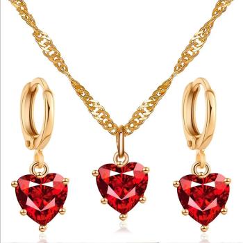 IZMAEL Set Zircon Love Zlatá/Červená KP28405