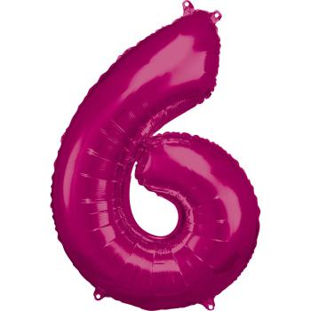 Amscan Balónik fóliový narodeninové číslo 6 ružový 86 cm
