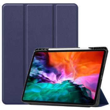 LEATHER Zaklápací obal Apple iPad Pro 12.9 2021 tmavomodrý