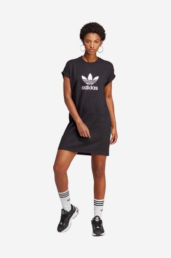 Bavlnené šaty adidas Originals čierna farba, mini, rovný strih