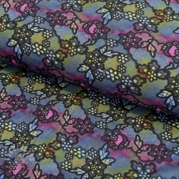 Úplet VISCOSE LYCRA HEAVY Lace dark digital print