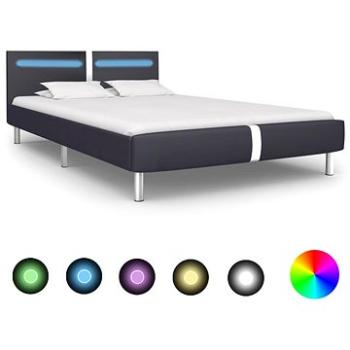 Rám postele s LED svetlom čierny umelá koža 140 × 200 cm (280848)