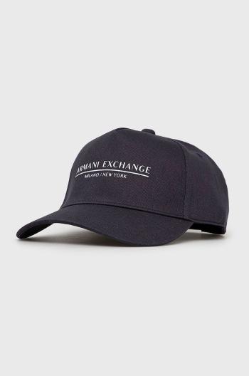 Bavlnená čiapka Armani Exchange tmavomodrá farba, s potlačou