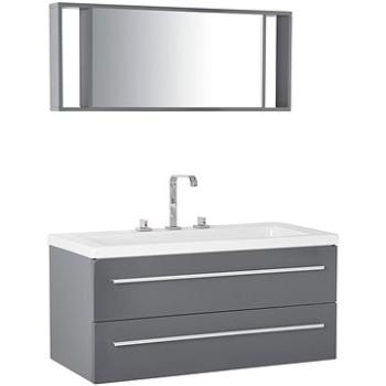 Sivý nástenný nábytok do kúpeľne so zásuvkou a zrkadlom ALMERIA, 165456 (beliani_165456)