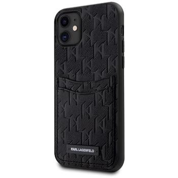 Karl Lagerfeld Saffiano Monogram Card Slot Zadný Kryt na iPhone 11 Black (KLHCN61SAKLHPPK)