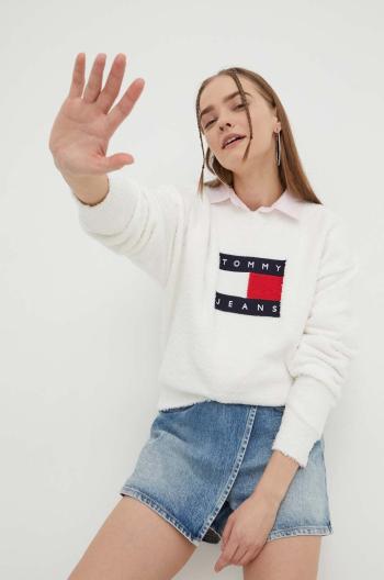 Sveter Tommy Jeans dámsky,biela farba,DW0DW17248