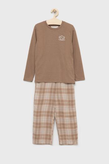 Detské pyžamo Abercrombie & Fitch béžová farba, jednofarebná