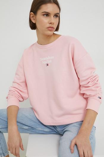 Mikina Tommy Jeans dámska, ružová farba, s potlačou
