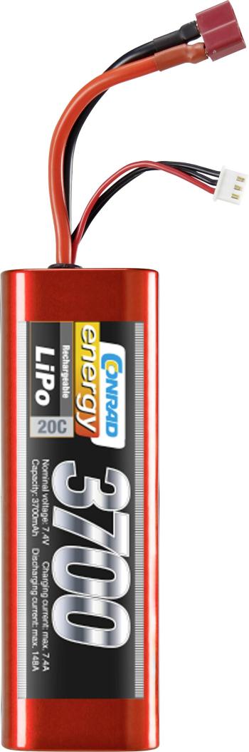 Conrad energy akupack Li-Pol 7.4 V 3700 mAh Počet článkov: 2 20 C Stick Hardcase T zásuvka