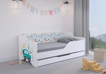 Detská posteľ s chrbtom LILU 160 x 80 cm - Autá  CARS posteľ A - ľavá strana (zábrana)