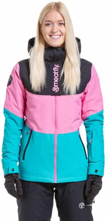 Meatfly Kirsten Womens SNB and Ski Jacket Hot Pink/Turquoise L Lyžiarska bunda