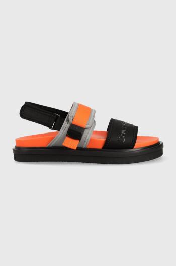 Sandále Calvin Klein Jeans SANDAL HARDWARE pánske, čierna farba, YM0YM00643