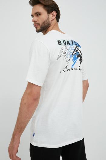 Bavlnené tričko Burton Macatowa biela farba, s potlačou