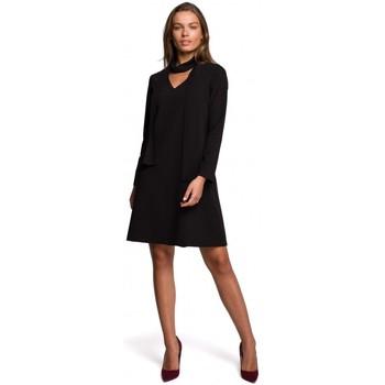 Style  Šaty S233 Šaty so šifónovou šatkou - čierne  viacfarebny