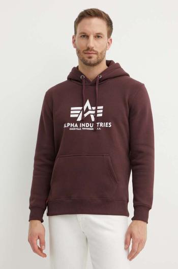 Mikina Alpha Industries Basic Hoody 178312.21, pánska, bordová farba, s kapucňou, s potlačou