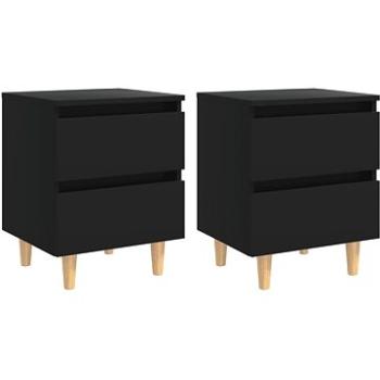 SHUMEE Nočné stolíky s nohami z borovice 2 ks čierne 40 × 35 × 50 cm, 805854