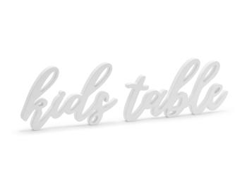 PartyDeco Drevená dekorácia - Kids table, biela
