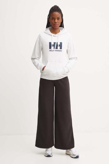 Bavlnená mikina Helly Hansen HH LOGO 2.0 dámska, šedá farba, s kapucňou, s potlačou, 34460