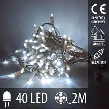 Vianočná LED svetelná reťaz vonkajšia na spájanie - 40LED - 2M Studená Biela