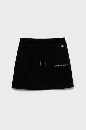 Dievčenská sukňa Calvin Klein Jeans čierna farba, mini, rovný strih