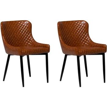 Sada 2 stoličky do jedálne vintage hnedá ekologická koža SOLANO, 94570 (beliani_94570)