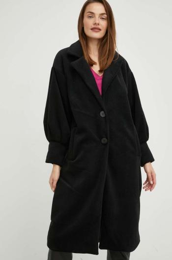 Vlnený kabát Answear Lab čierna farba, prechodný,