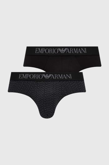 Slipy Emporio Armani Underwear 2-pak pánske, čierna farba