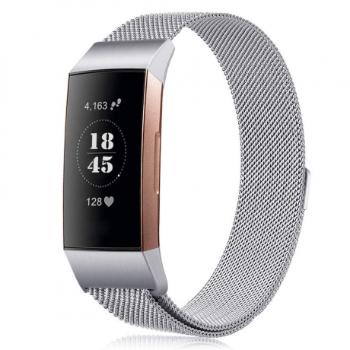 Fitbit Charge 3 / 4 Milanese (Large) remienok, Silver (SFI005C05)