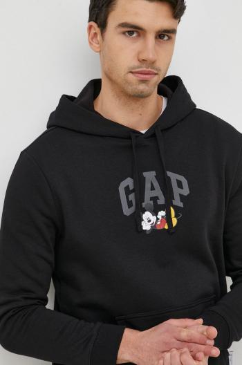 Mikina GAP x Disney pánska, čierna farba, s kapucňou, s potlačou