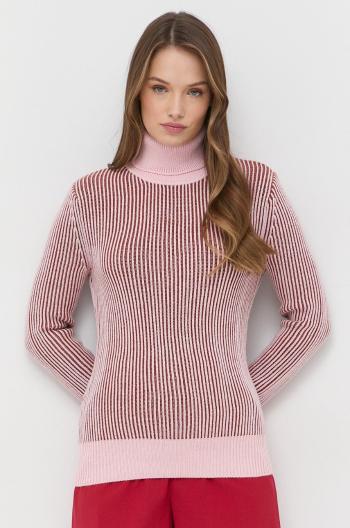Vlnený sveter Beatrice B dámsky, ružová farba, s rolákom