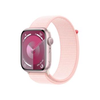 APPLE WATCH SERIES 9 GPS 45MM PINK ALUMINIUM CASE WITH LIGHT PINK SPORT LOOP, MR9J3QC/A